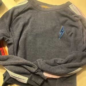 Aviator Nation Gray and Blue Crewneck Sweatshirt